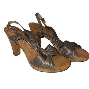 Naya Wind Cork Heel Open Toe Shoe Taupe Size 8 Women's